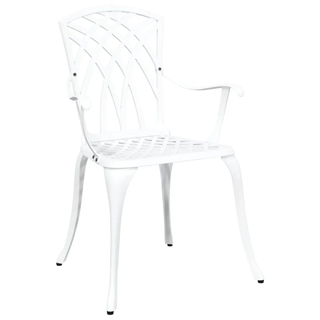 Set da Pranzo per Giardino 7 pcs Bianco Alluminio - Image 5