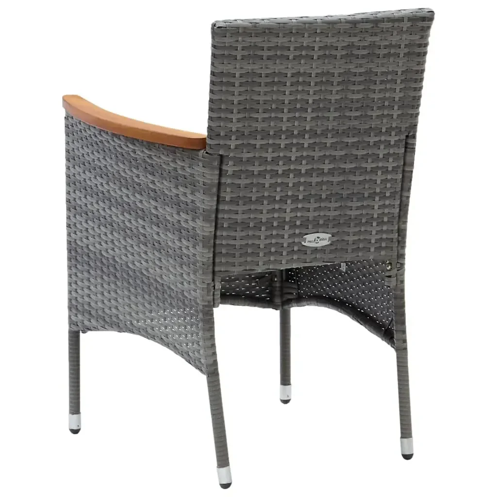 Set da Pranzo per Giardino 7 pz con Cuscini Polyrattan Grigio 3095006 - Image 7