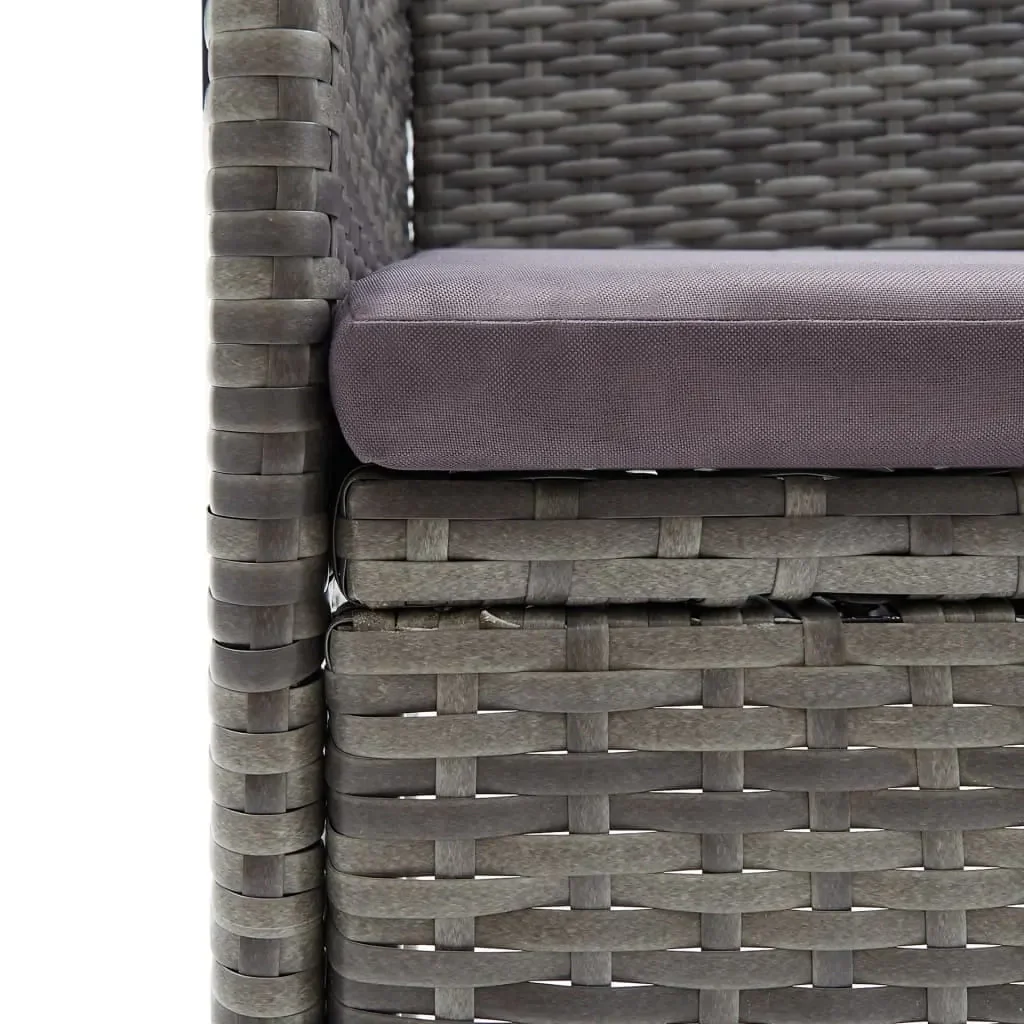 Set da Pranzo per Giardino 7 pz con Cuscini Polyrattan Grigio cod mxl 38585 - Image 8