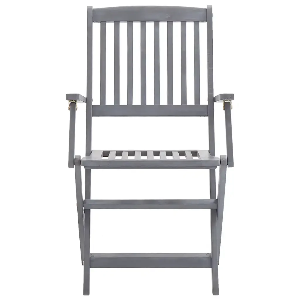 Set da Pranzo per Giardino 7 pz Legno Massello di Acacia Grigio - Image 8
