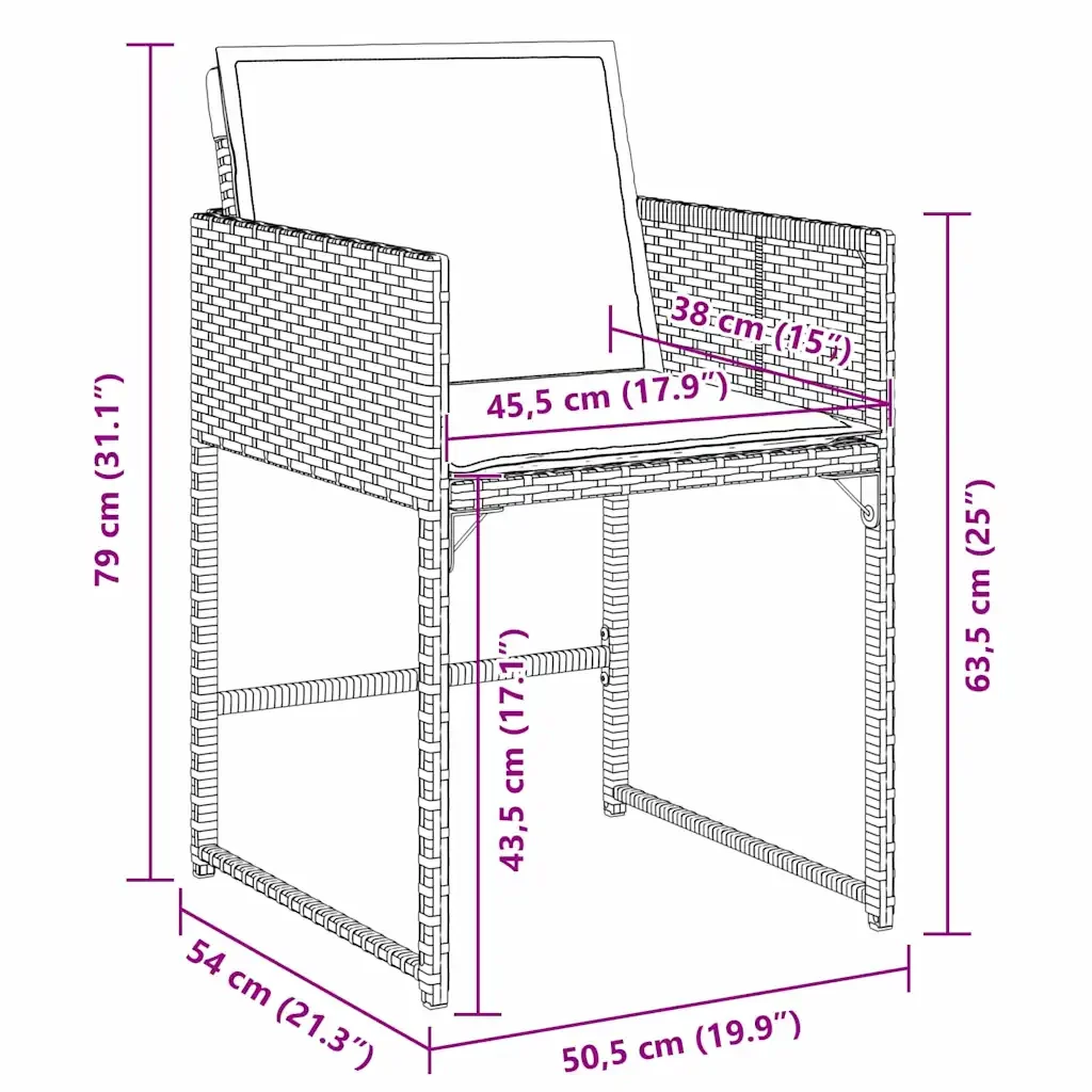 Set da Pranzo per Giardino 9 pcs Nero polyrattan 3380716 - Image 10