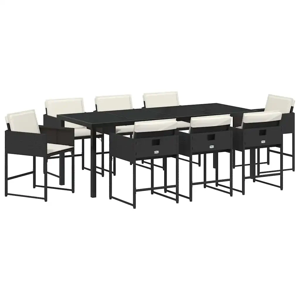 Set da Pranzo per Giardino 9 pcs Nero polyrattan 3380716 - Image 2