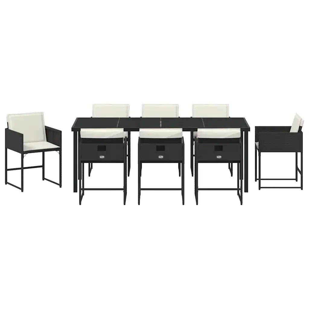 Set da Pranzo per Giardino 9 pcs Nero polyrattan 3380716 - Image 7