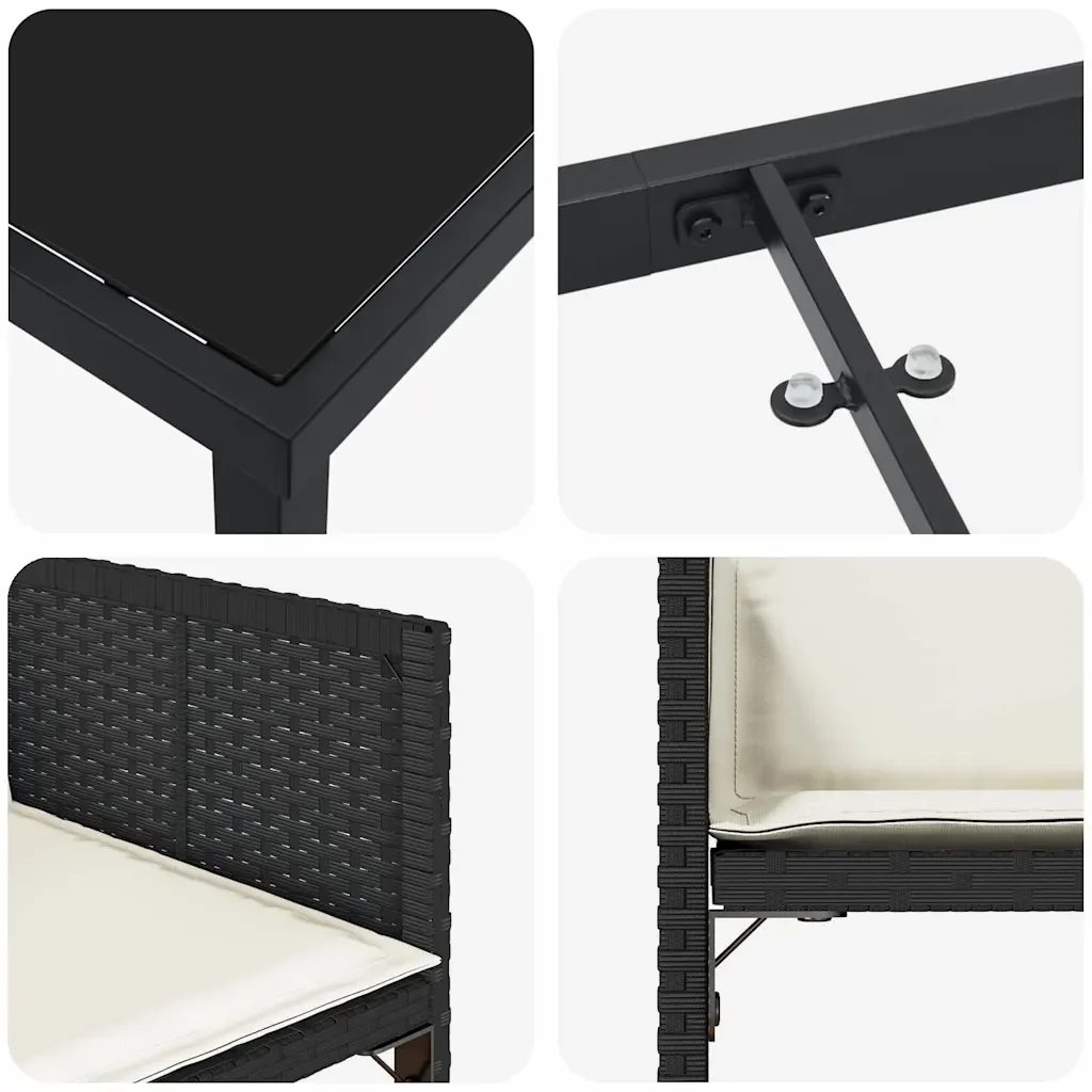 Set da Pranzo per Giardino 9 pcs Nero polyrattan 3380716 - Image 9