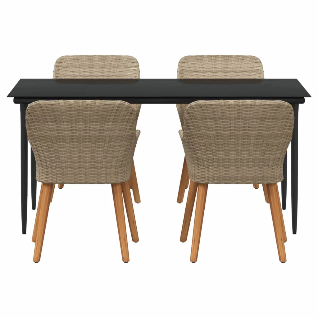 Set da Pranzo per Giardino con cuscino 5 pcs Beige polyrattan 3261694 - Image 3