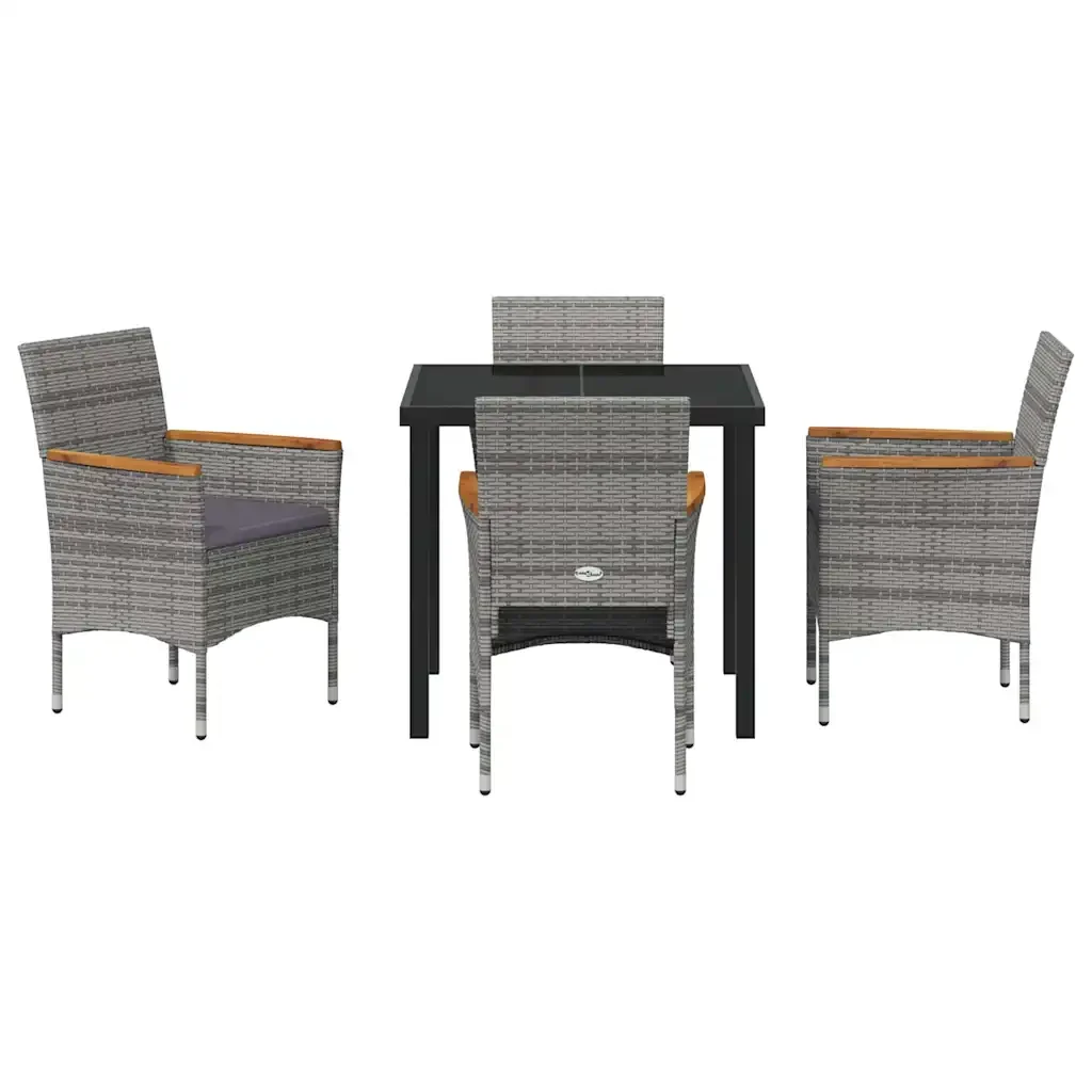 Set da Pranzo per Giardino con cuscino 5 pcs Grigio polyrattan 3379759 - Image 7