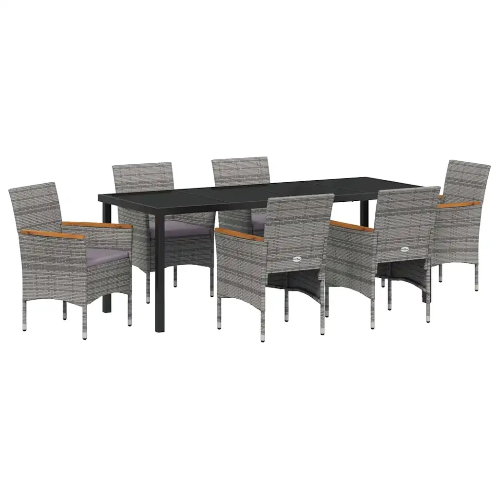Set da Pranzo per Giardino con cuscino 7 pcs Grigio polyrattan 3379763 - Image 2