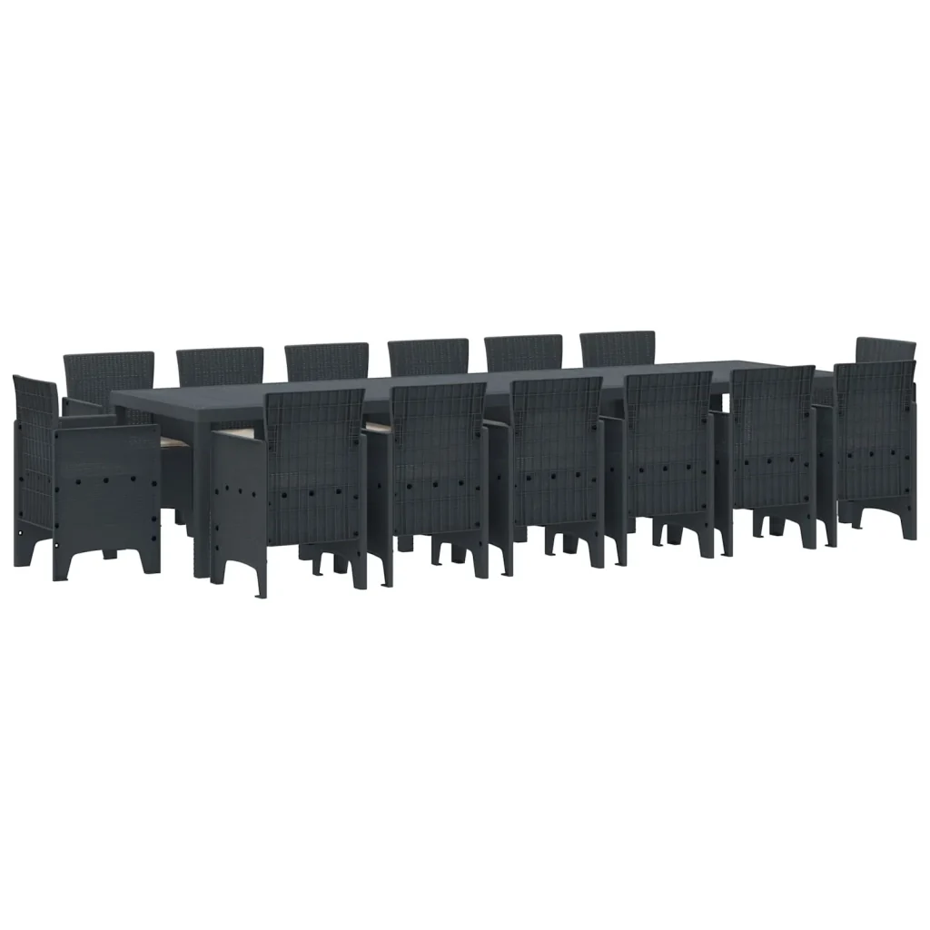 Set da Pranzo per Giardino 15 pcs Antracite Rattan Polt 3378633