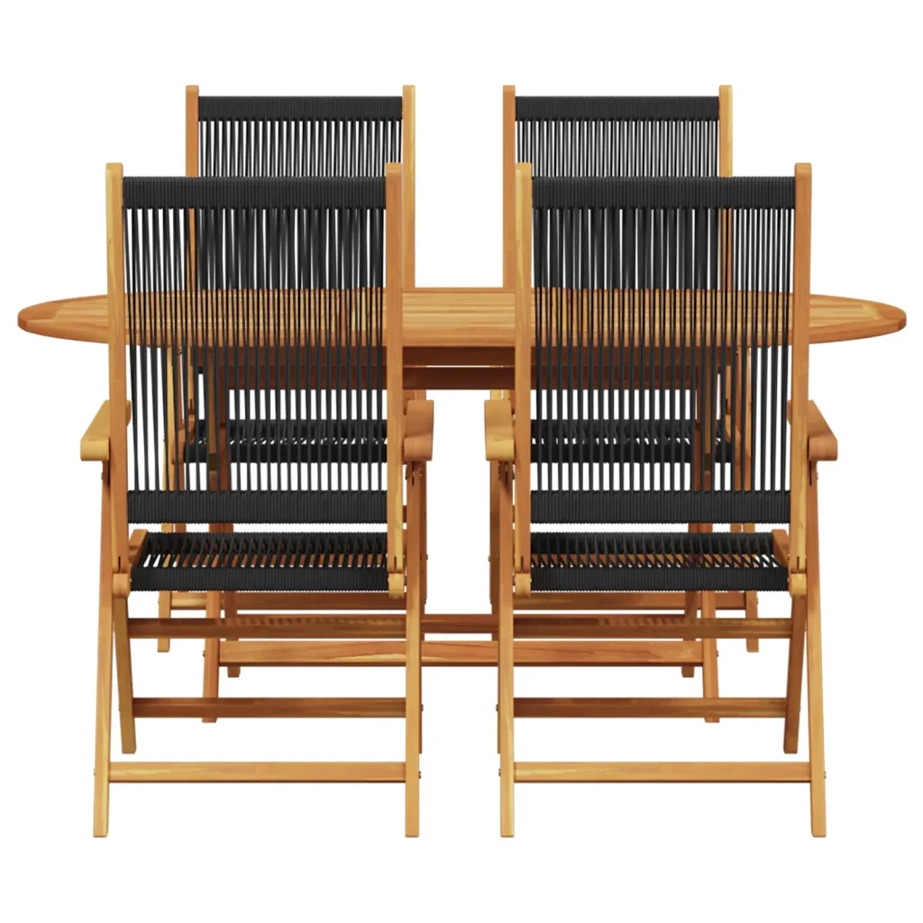 Set da Pranzo per Giardino 5 pcs Nero Legno di Acacia Massello 3375736 - Image 5