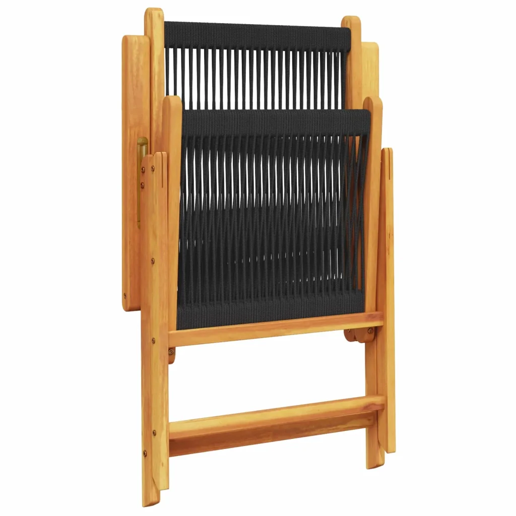 Set da Pranzo per Giardino 5 pcs Nero Legno di Acacia Massello 3375736 - Image 7