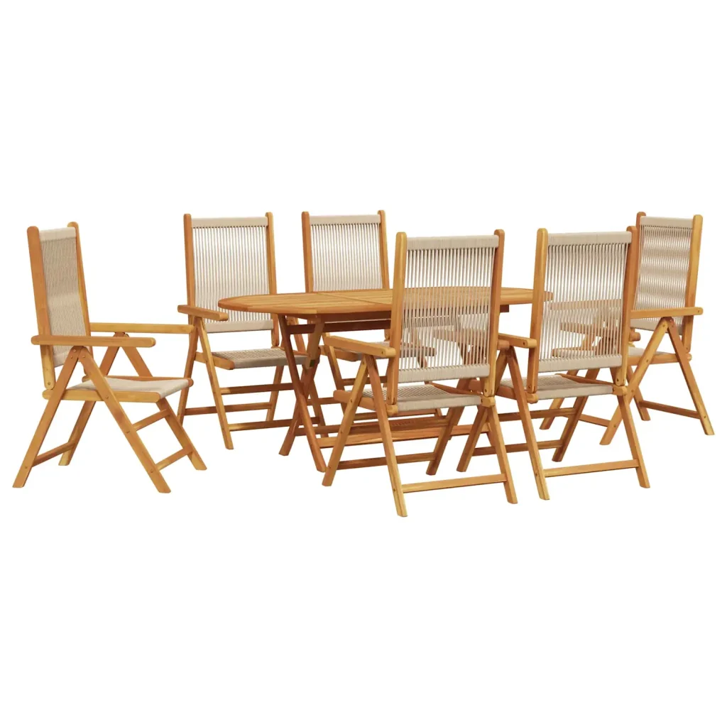 Set da Pranzo per Giardino 7 pcs Beige Legno di Acacia Massello 3375741 - Image 2