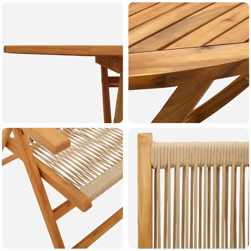 Set da Pranzo per Giardino 7 pcs Beige Legno di Acacia Massello 3375741 - Image 8