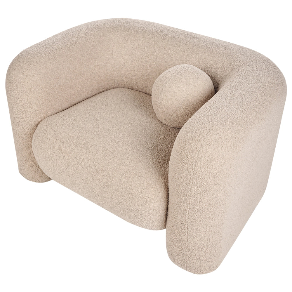 Set da salotto composto da divano e poltrona in bouclè beige 4 posti con cuscini aggiuntivi stile glamour retrò soggiorno - Image 10