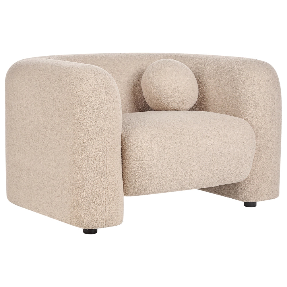 Set da salotto composto da divano e poltrona in bouclè beige 4 posti con cuscini aggiuntivi stile glamour retrò soggiorno - Image 7