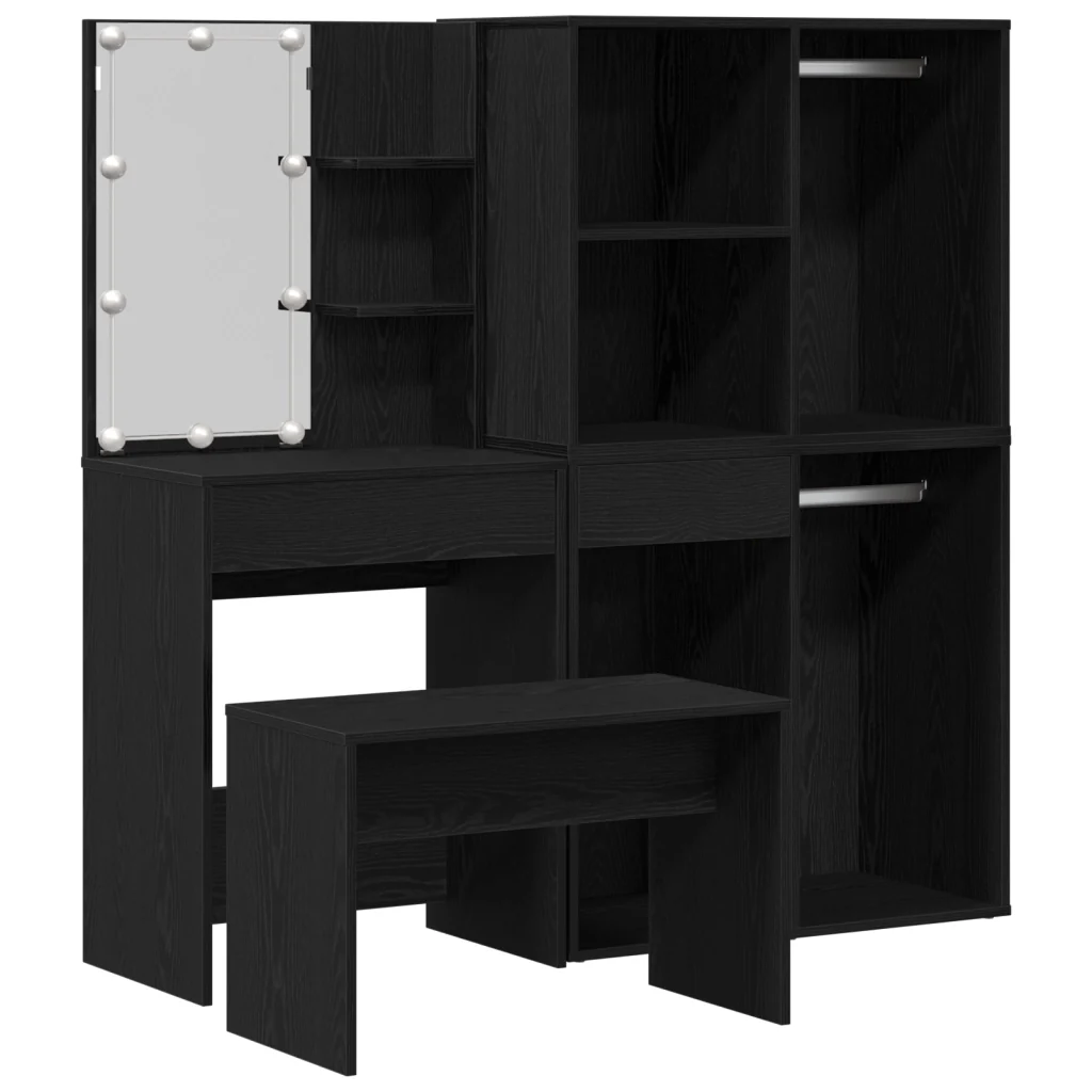 Set da toeletta  con LED in Rovere Nero e Legno Ingegnerizzato - Image 2