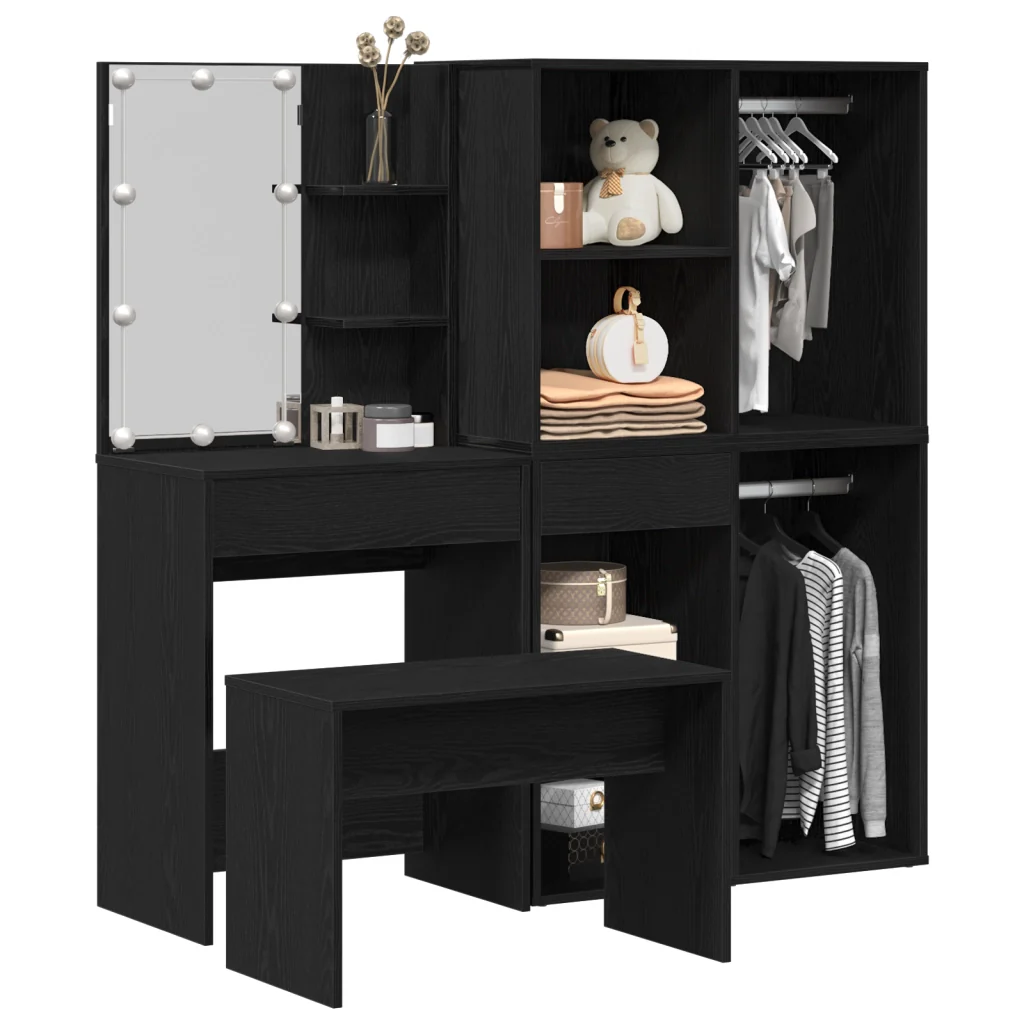 Set da toeletta  con LED in Rovere Nero e Legno Ingegnerizzato - Image 3