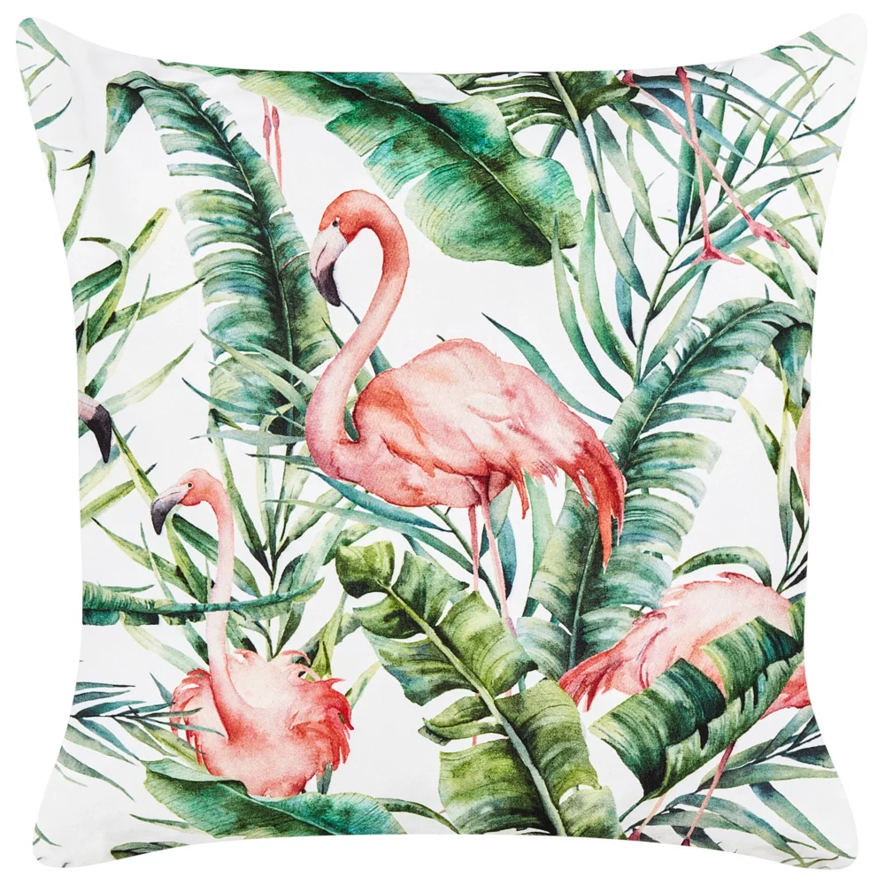 Set di 2 cuscini da esterno in poliestere multicolore 45 x 45 cm Quadrato con stampa fenicottero Cuscino da giardino Patio - Image 2