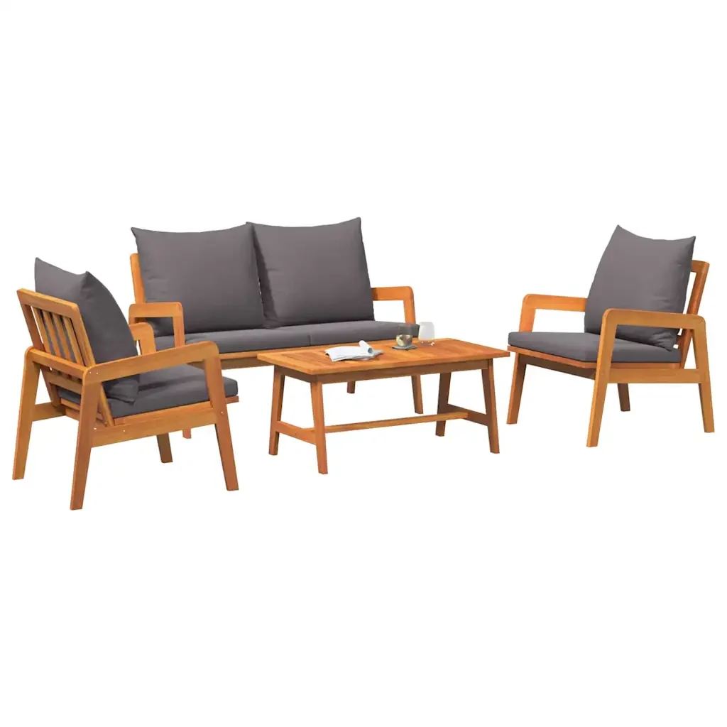 Set bistrot con cuscino 4 pcs Marrone Legno di Acacia Massello 3328606 - Image 3