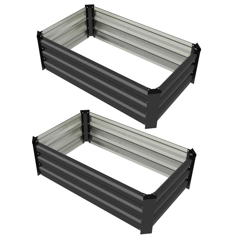SET DI 2 LETTI PER ORTO RIALZATO CON FONDO APERTO IN ACCIAIO GALVANIZZATO 100X60X30 CM GRIGIO