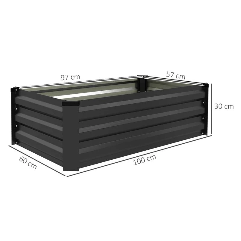 SET DI 2 LETTI PER ORTO RIALZATO CON FONDO APERTO IN ACCIAIO GALVANIZZATO 100X60X30 CM GRIGIO - Image 6