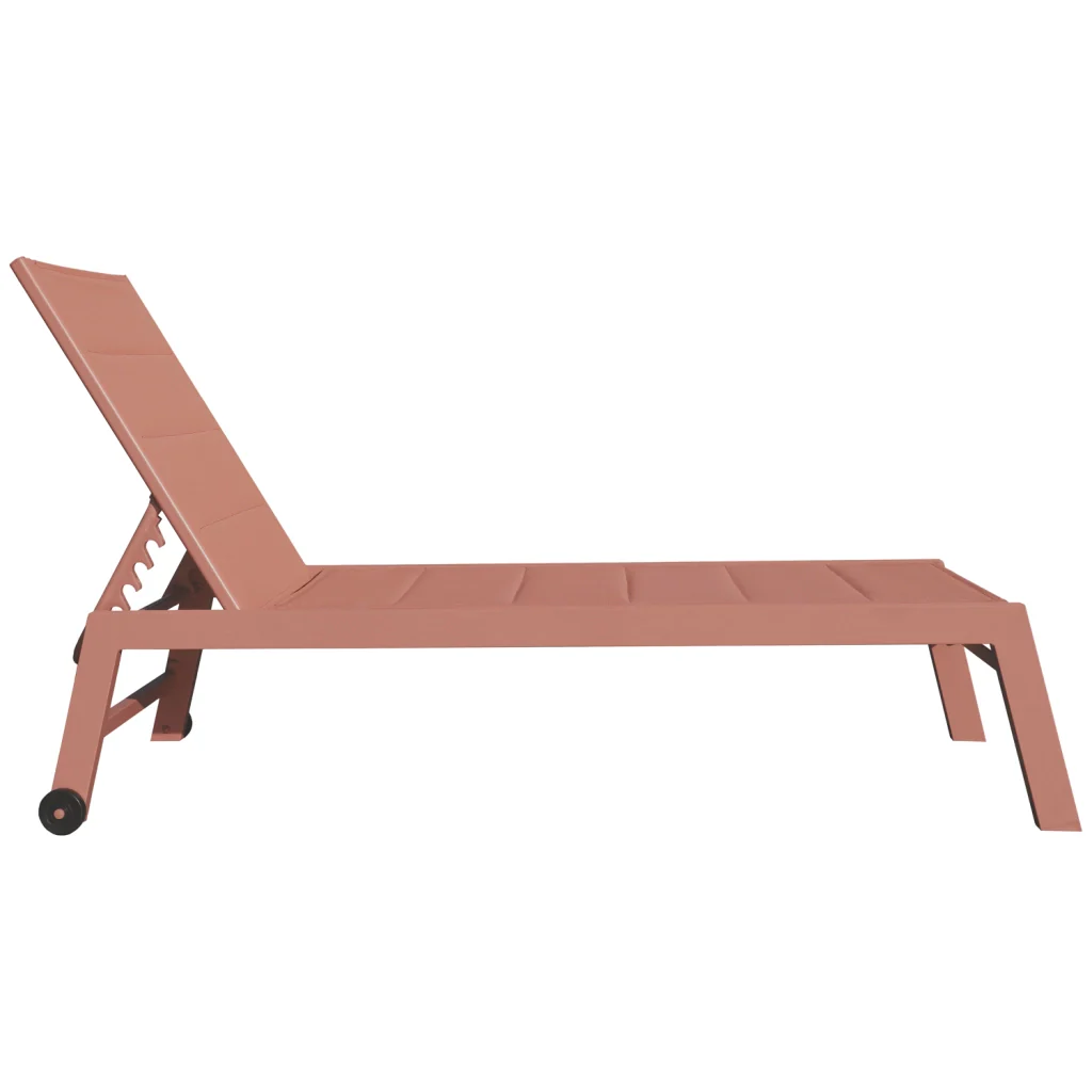 Set di 2 lettini BARBADOS eTavolino in textilene terracotta - alluminio terracotta - Image 10