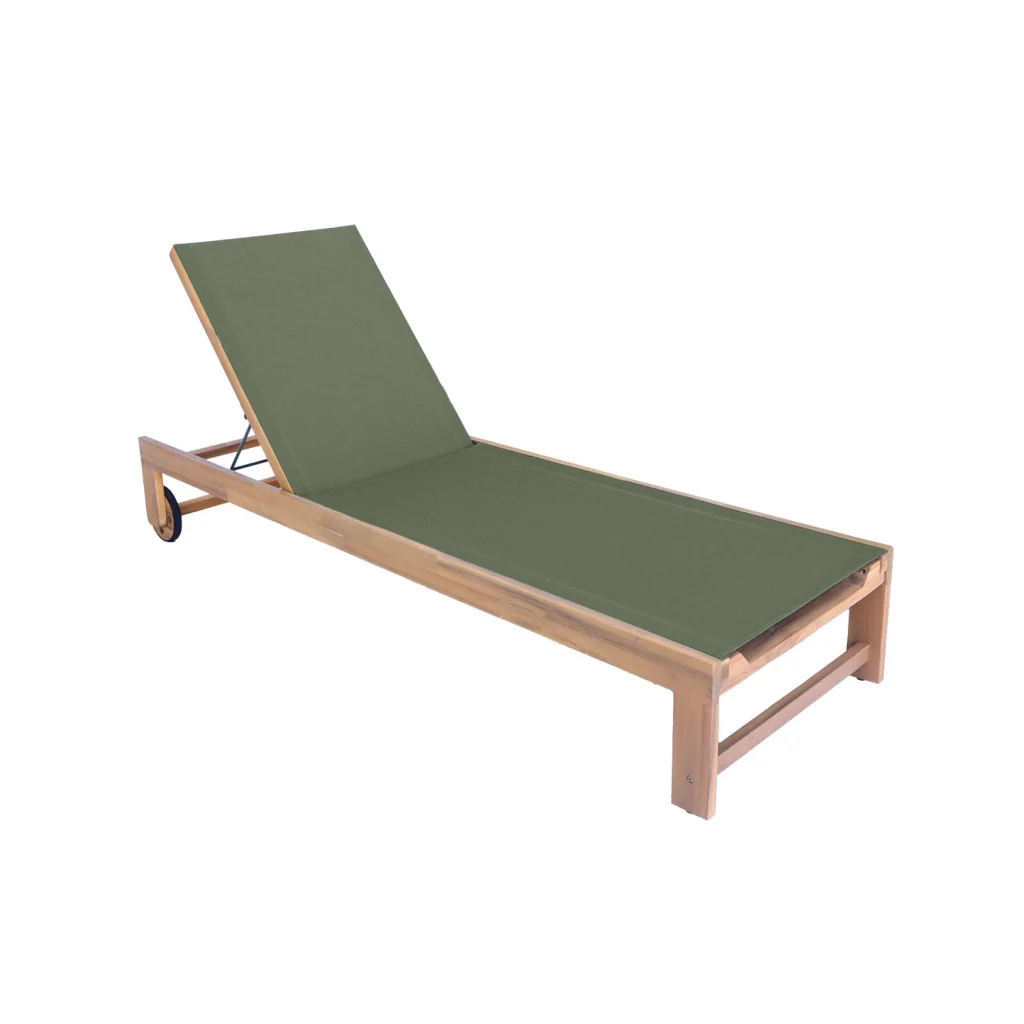 Set 2 lettini prendisole in legno multiposizione con ruote, verde kaki - Image 8