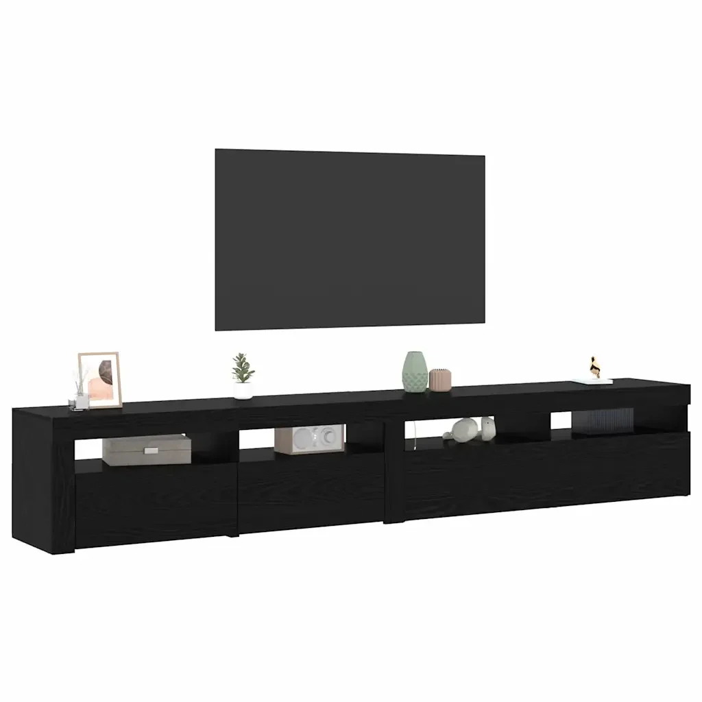 Mobile TV 2 pcs Rovere Nero 240 x 35 x 40 cm Legno multistrato 3332491 - Image 3