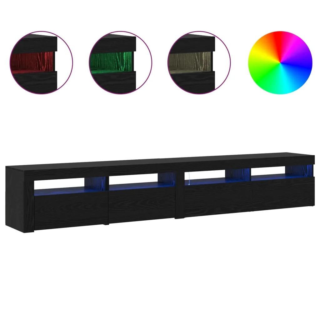 Mobile TV 2 pcs Rovere Nero 240 x 35 x 40 cm Legno multistrato 3332491 - Image 4
