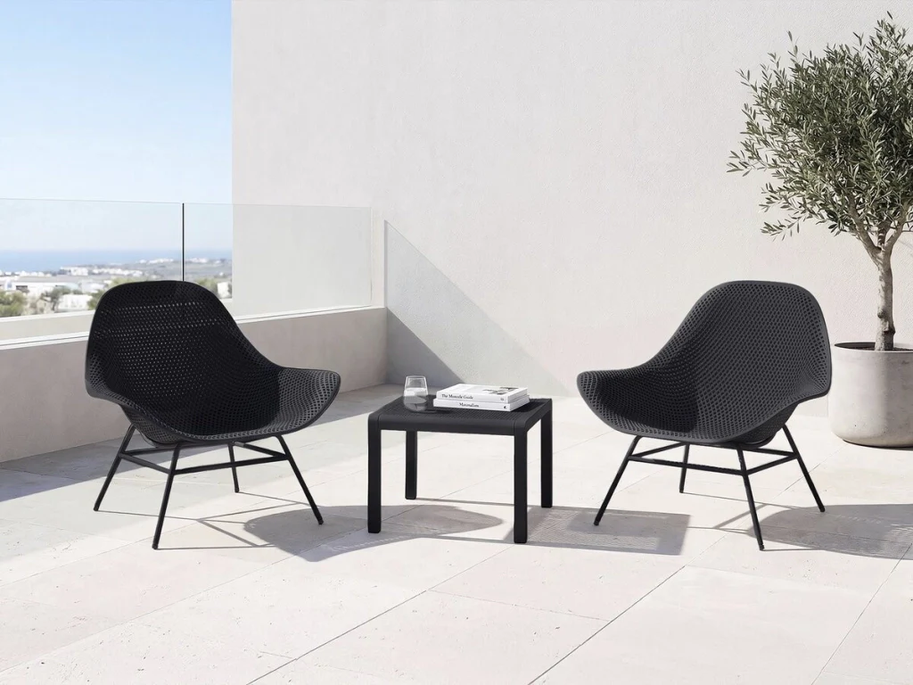 Set di 2 poltrone da giardino "Soléna" con tavolino - Nero - Image 2