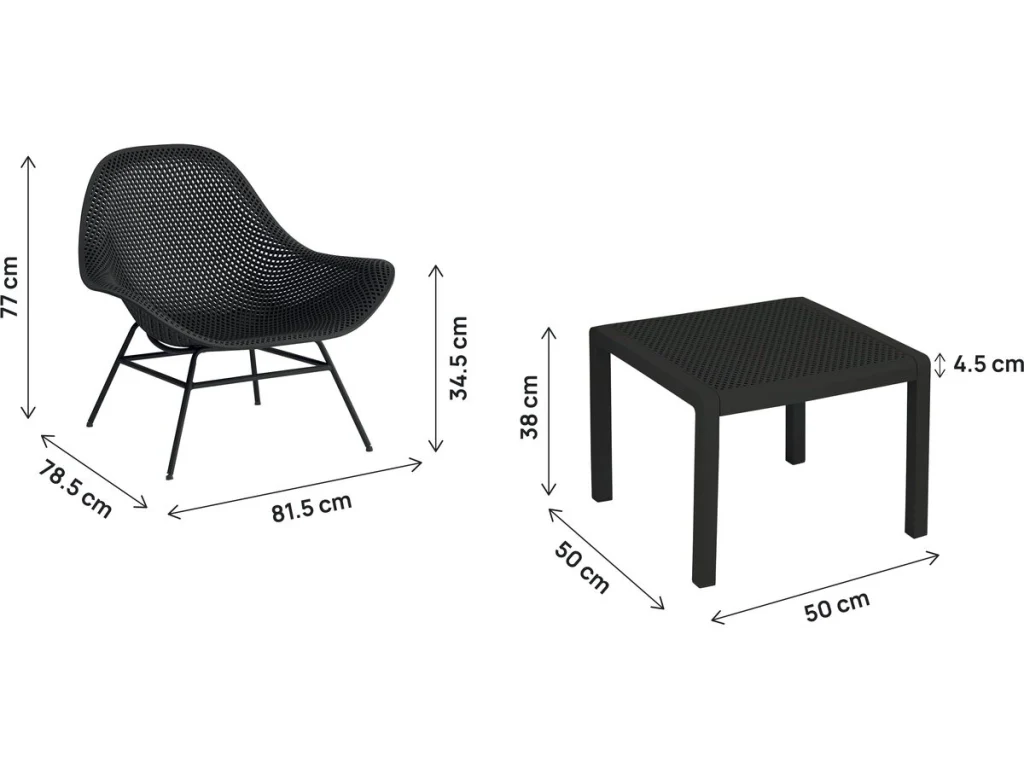 Set di 2 poltrone da giardino "Soléna" con tavolino - Nero - Image 3