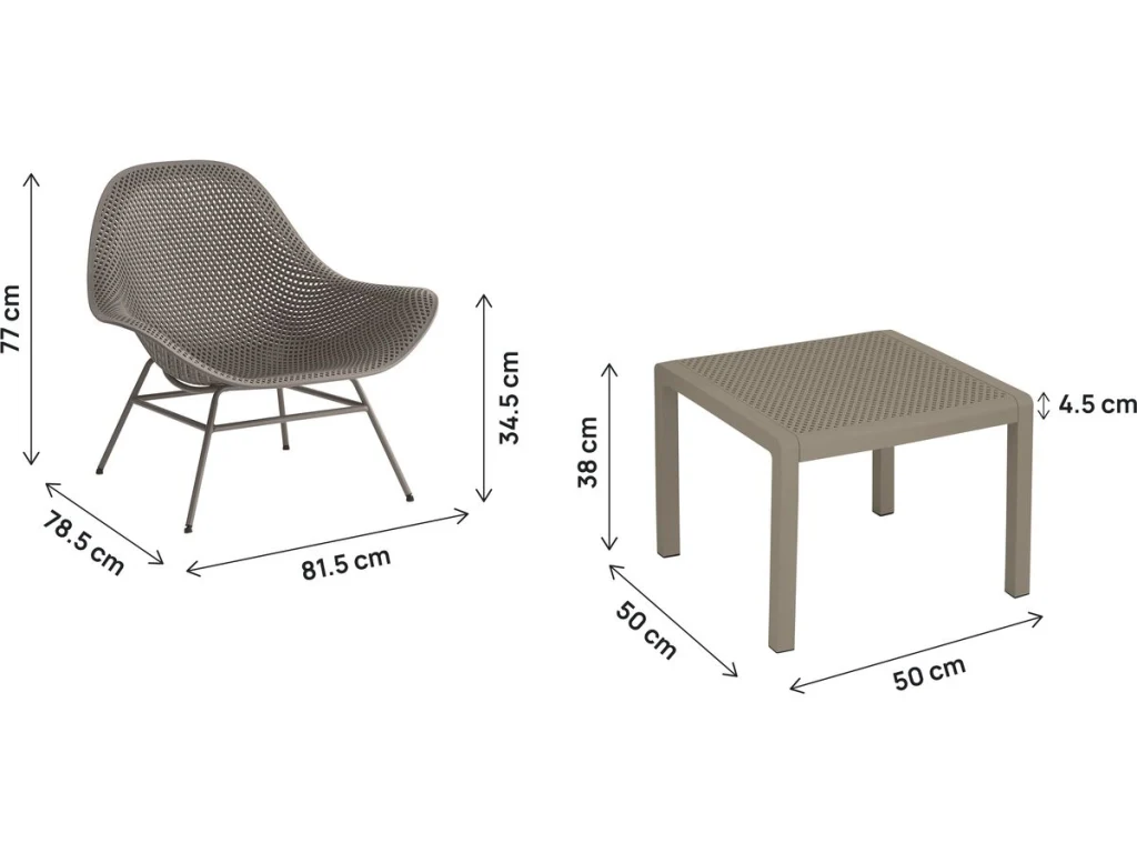 Set di 2 poltrone da giardino "Soléna" con tavolino - Taupe - Image 3