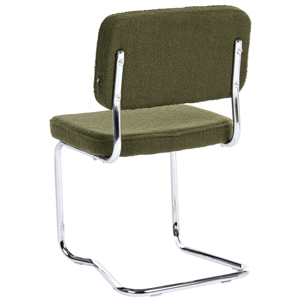 Set di 2 sedie da pranzo con rivestimento in bouclé verde e gambe in ferro stile retrò - Image 6