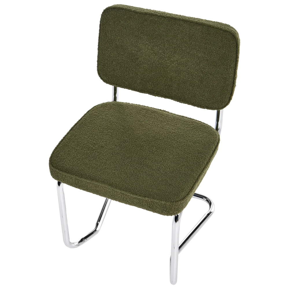Set di 2 sedie da pranzo con rivestimento in bouclé verde e gambe in ferro stile retrò - Image 7