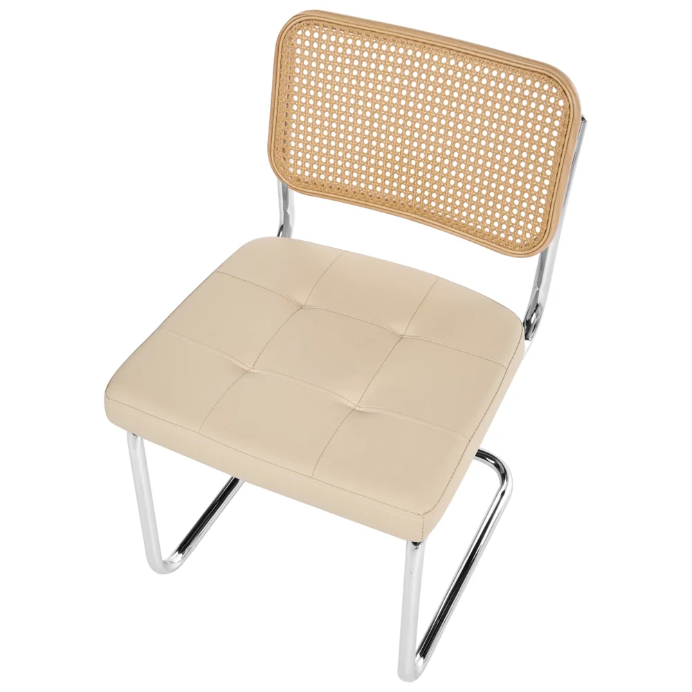 Set di 2 sedie da pranzo in ecopelle beige chiaro con base a sbalzo in metallo stile vintage retrò - Image 6