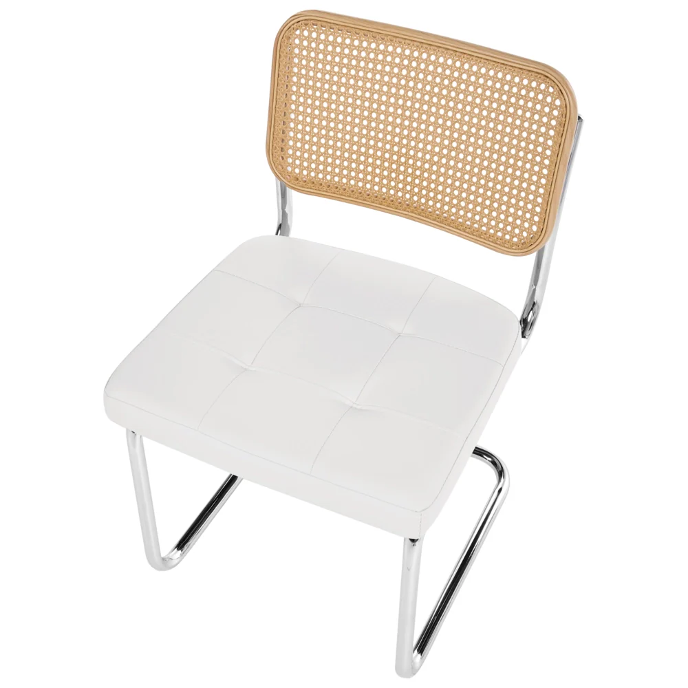 Set di 2 sedie da pranzo in ecopelle bianco con base a sbalzo in metallo stile vintage retrò - Image 6