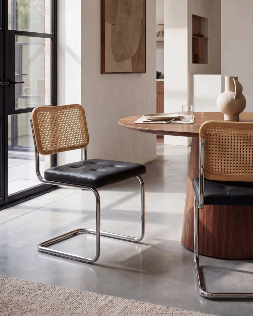 Set di 2 sedie da pranzo in ecopelle nero con base a sbalzo in metallo stile vintage retrò - Image 3