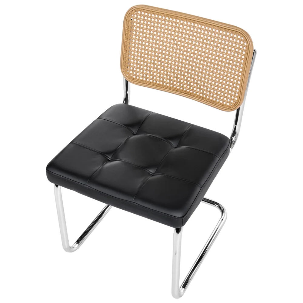 Set di 2 sedie da pranzo in ecopelle nero con base a sbalzo in metallo stile vintage retrò - Image 6