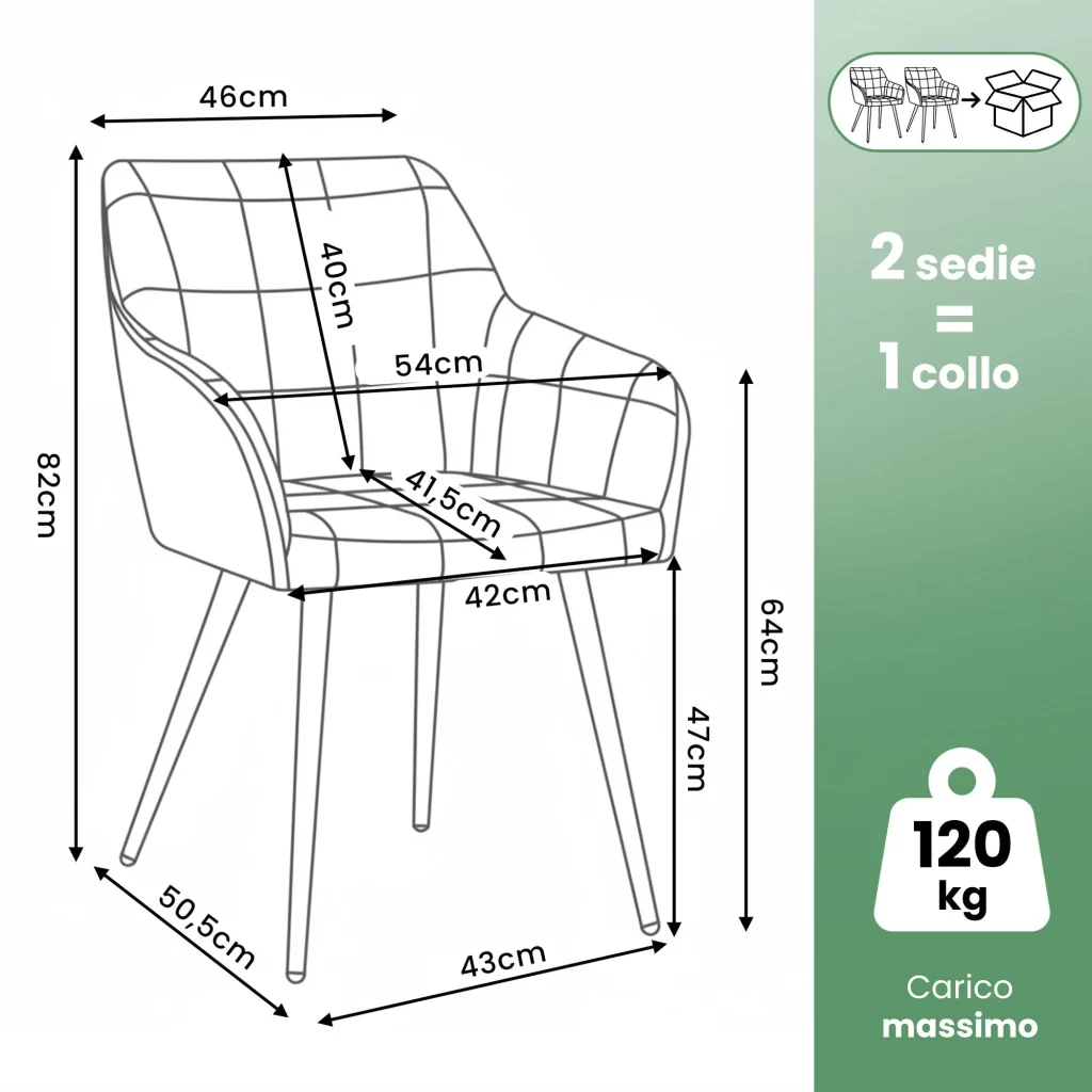 Set di 2 Sedie imbottite con cuciture quadrate LUXANO Rame gambe nere - Image 3