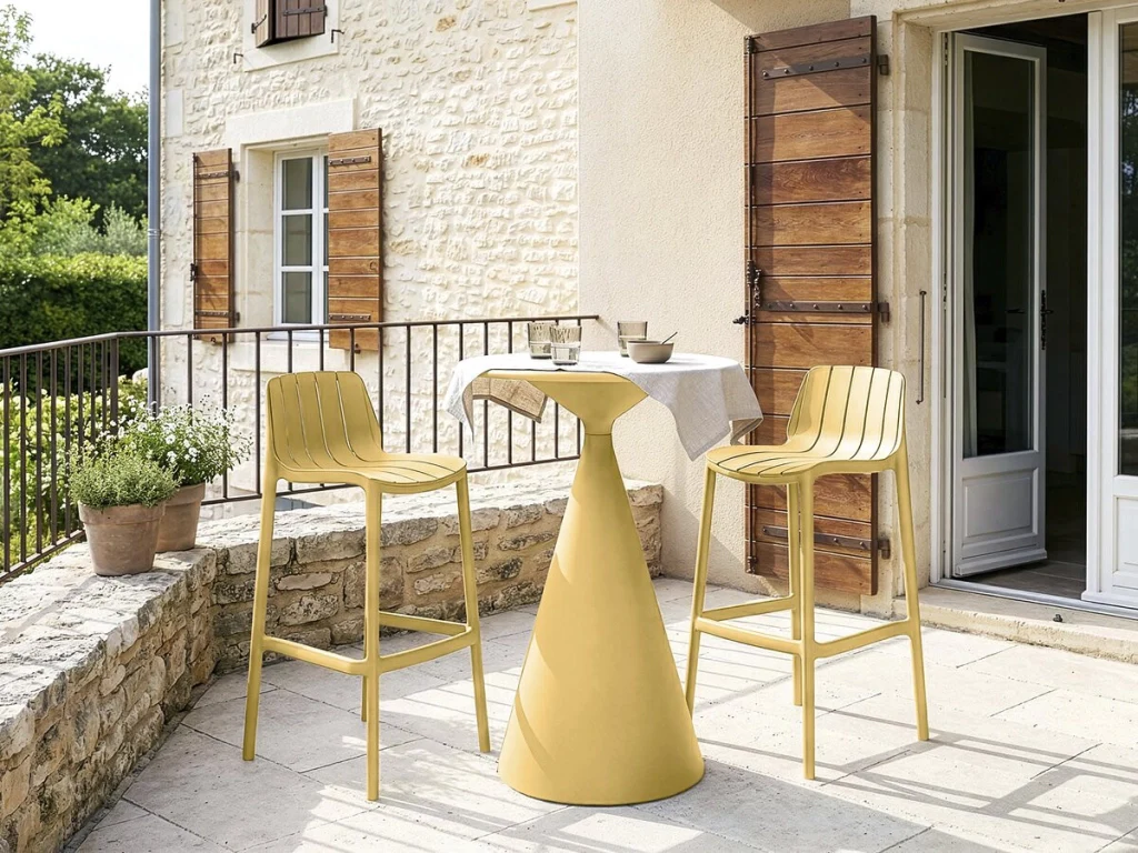 Set di 2 seggioloni da giardino impilabili "Vaena" - Giallo - Image 2
