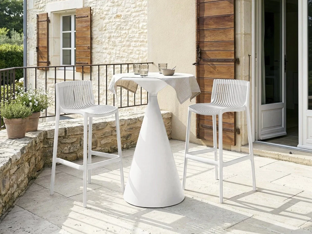 Set di 2 seggioloni impilabili in plastica "Néora" - Bianco - Image 2