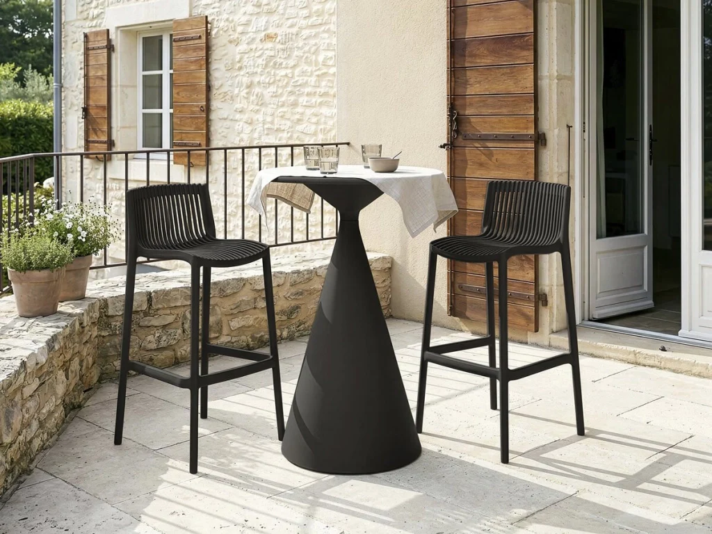 Set di 2 seggioloni impilabili in plastica "Néora" - Nero - Image 2