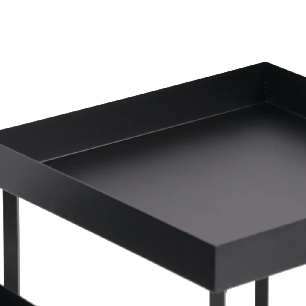 Set di 2 Tavolini 'Heinola' in Misure Diverse - Tavolini Bassi in Acciaio con Gambe a Croce e Piano con Bordi Laterali - Nero Opaco [en.casa] - Image 5