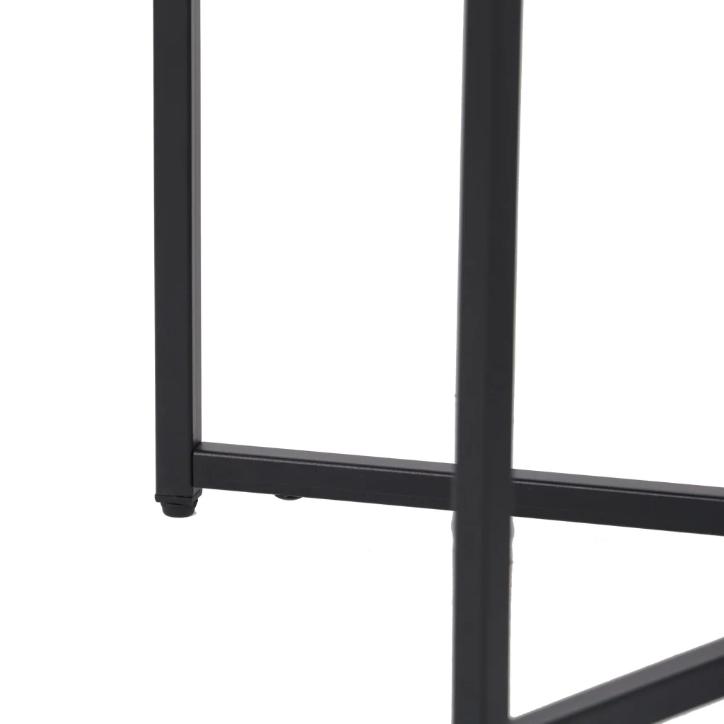 Set di 2 Tavolini 'Heinola' in Misure Diverse - Tavolini Bassi in Acciaio con Gambe a Croce e Piano con Bordi Laterali - Nero Opaco [en.casa] - Image 6