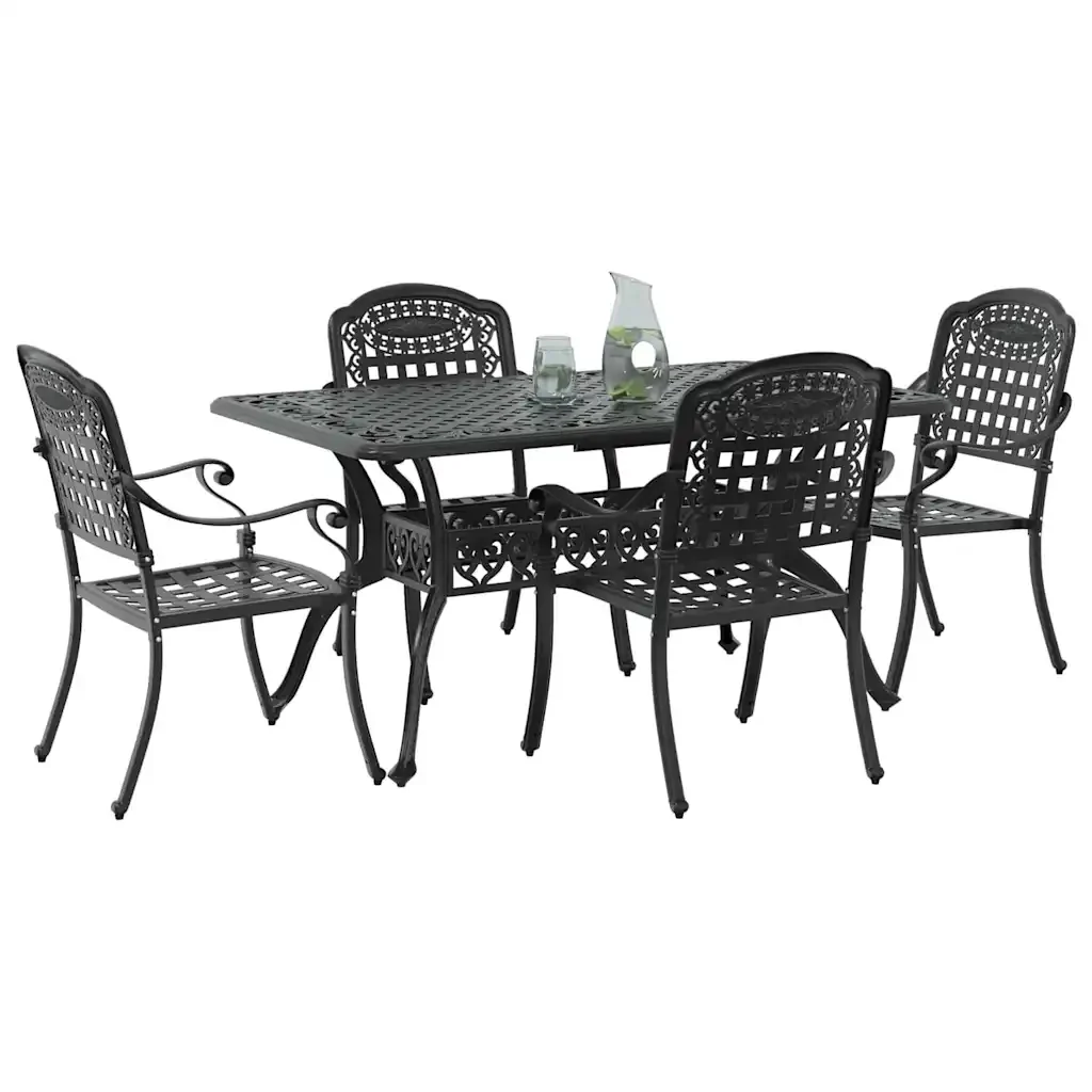 Set da Pranzo per Giardino 5 pcs Nero Alluminio 3334645 - Image 3