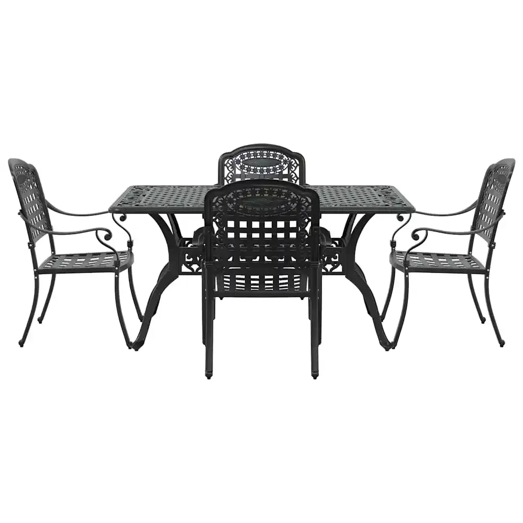 Set da Pranzo per Giardino 5 pcs Nero Alluminio 3334645 - Image 7