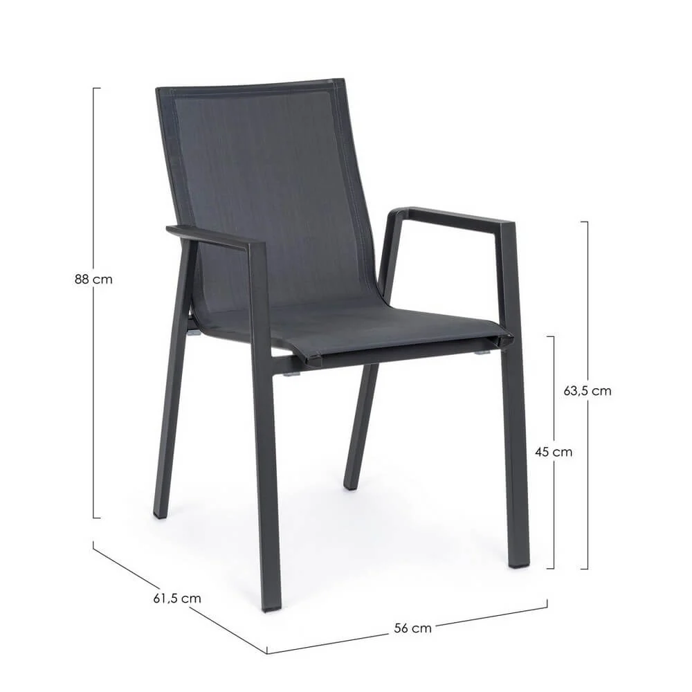 Set di 4 Sedie da Esterno con Braccioli in Alluminio e Textilene - SOLIDITY - Image 3
