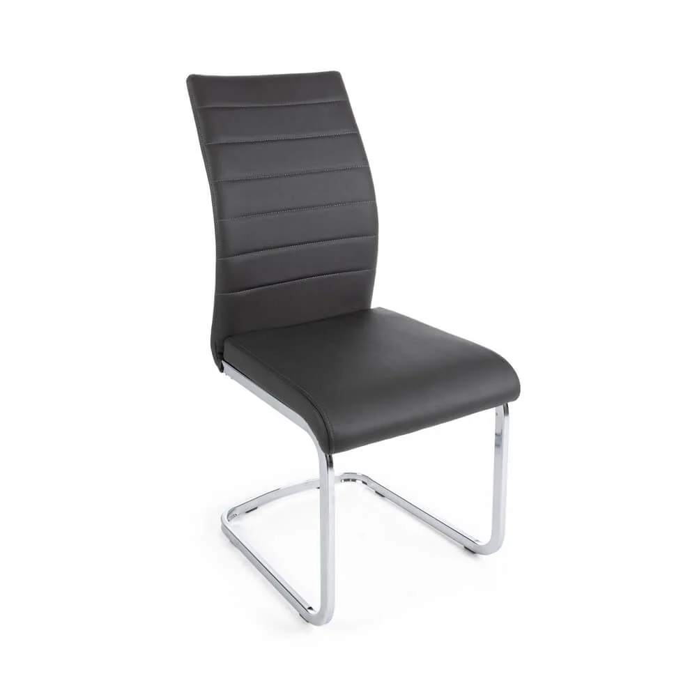 Set di 4 Sedie da Pranzo in Similpelle con Gambe Cromate - NEXTWAVE - Image 2