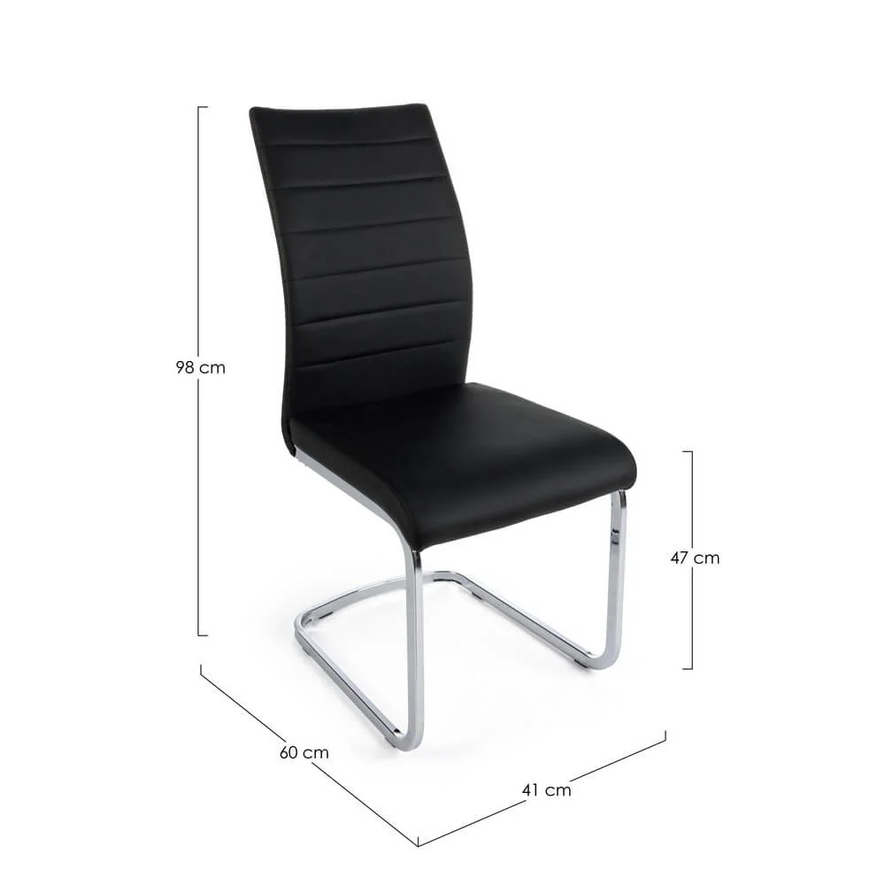 Set di 4 Sedie da Pranzo in Similpelle con Gambe Cromate - NEXTWAVE - Image 3