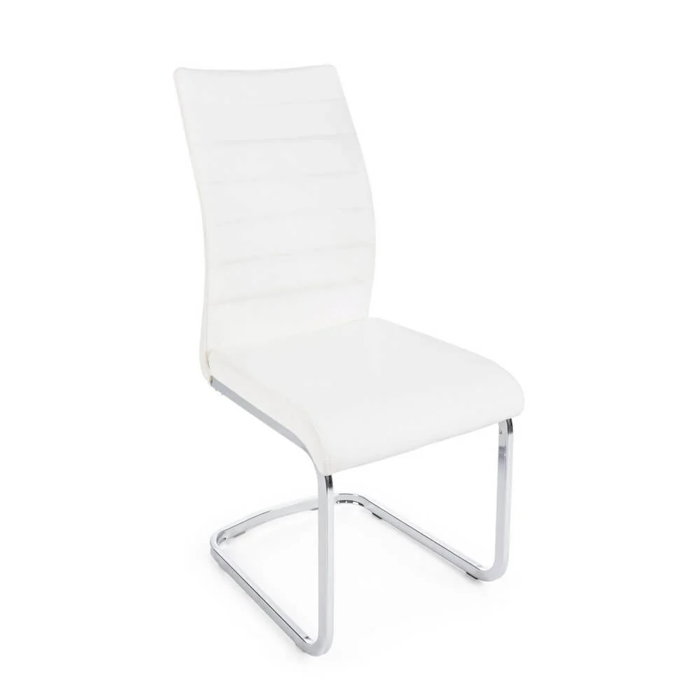 Set di 4 Sedie da Pranzo in Similpelle con Gambe Cromate - NEXTWAVE - Image 4