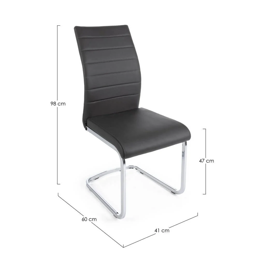 Set di 4 Sedie da Pranzo in Similpelle con Gambe Cromate - NEXTWAVE - Image 7